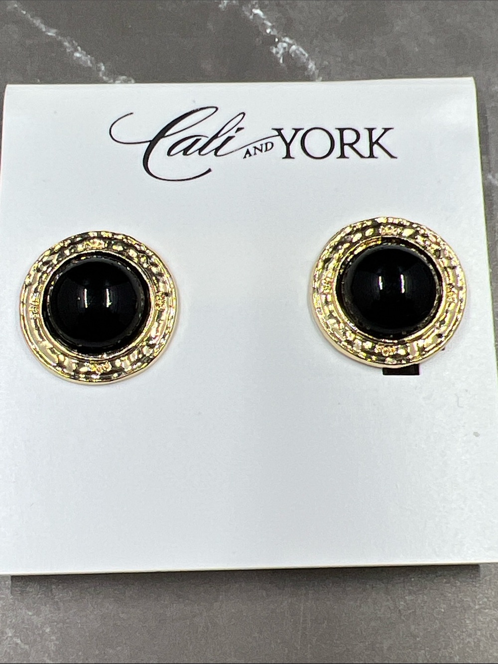 Vintage Cali and York Gold Toned & Black Earrings